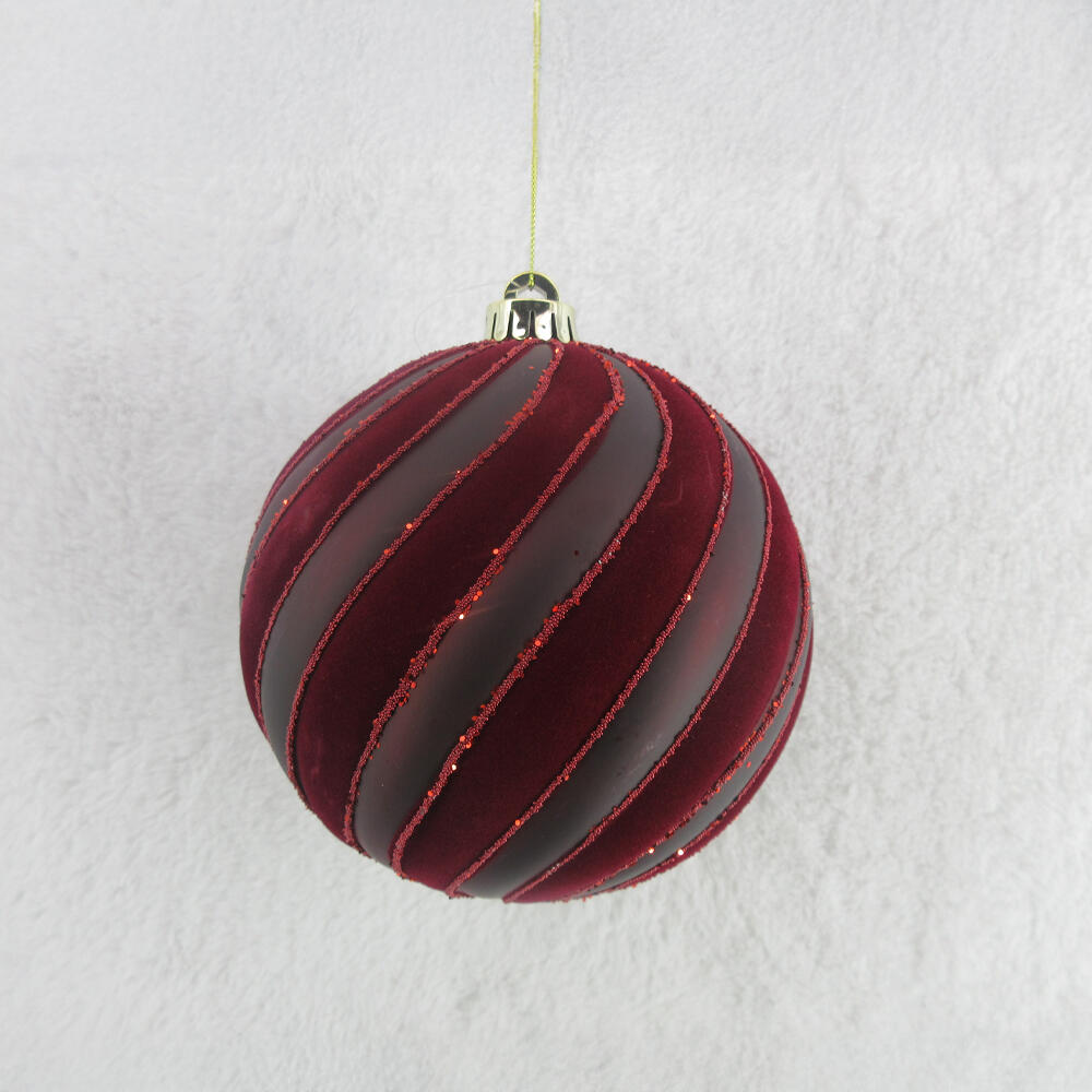 035291-neVJC-first-_1 Cherry Χριστουγεννιατικη Μπαλα 15x15x16cm Βελουδο Κοκκινο Σκουρο - Image 1