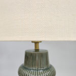 Aro Φωτιστικο Επιτραπεζιο 30x30x64.5cm Κεραμικο Πρασινο Λινο Μπεζ - Image 3