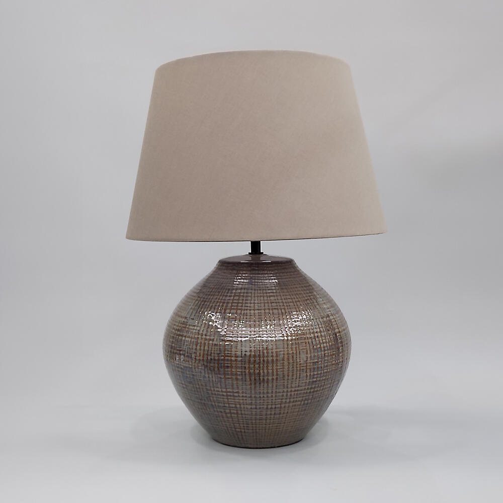 035316-SRGEr-first-_1 Mio Φωτιστικο Επιτραπεζιο 33x33x46cm Κεραμικο Καφε Μπεζ Υφασμα Καφε Μπεζ - Image 1
