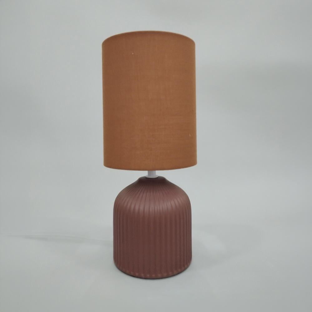 035330-tgIAs-first-_1 Rivo Φωτιστικο Επιτραπεζιο 14x15x31cm Κεραμικο Καφε Σκουρο Υφασμα Καφε Σκουρο - Image 1