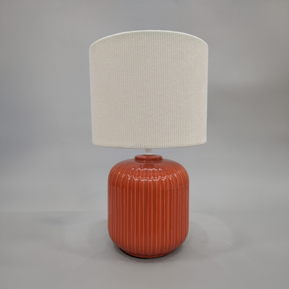 035334-RRFI9-first-_1 Nim Φωτιστικο Επιτραπεζιο 20x20x34cm Κεραμικο Κοκκινο Υφασμα Λευκο - Image 1
