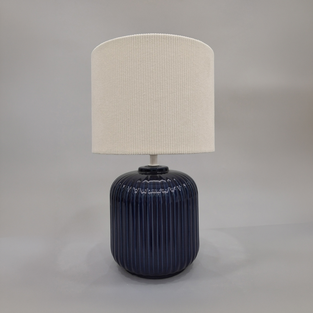 035335-FQgyQ-first-_1 Nim Φωτιστικο Επιτραπεζιο 20x20x34cm Κεραμικο Μπλε Υφασμα Λευκο - Image 1