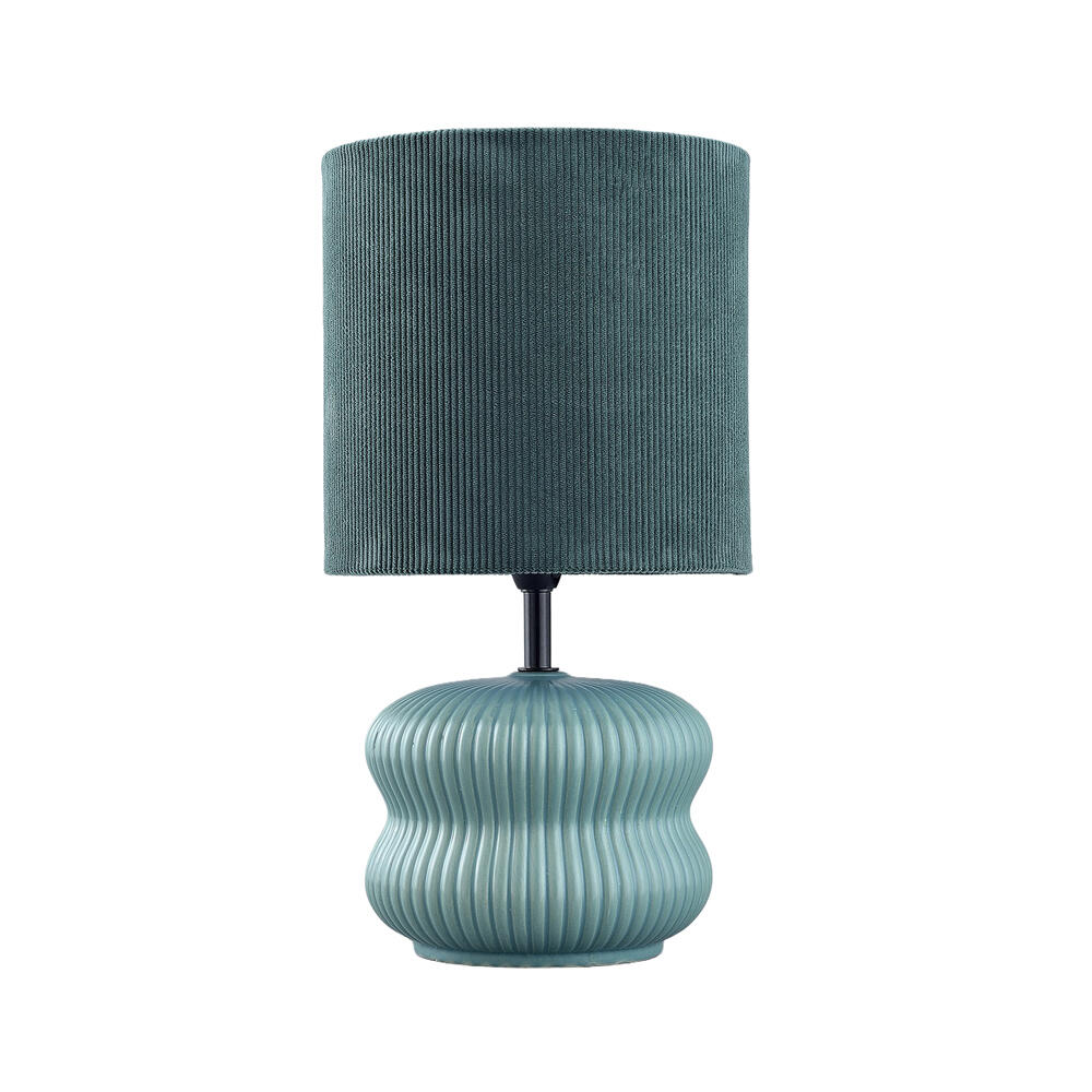 035338-XQLdC-first-_1 Patent Φωτιστικο Επιτραπεζιο 21x21x38cm Κεραμικο Μεντα Υφασμα Πετρολ - Image 1