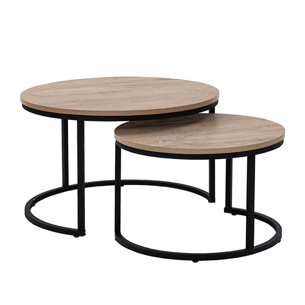 04-0352-a5j3r-first-_1 Mino Coffee Table Set 2τεμ Sonoma Decape Μαυρο 74x74x47cm - Image 1