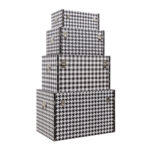 Ferre Μπαουλα Set 4τεμ Μαυρο Λευκο 64x40x40cm