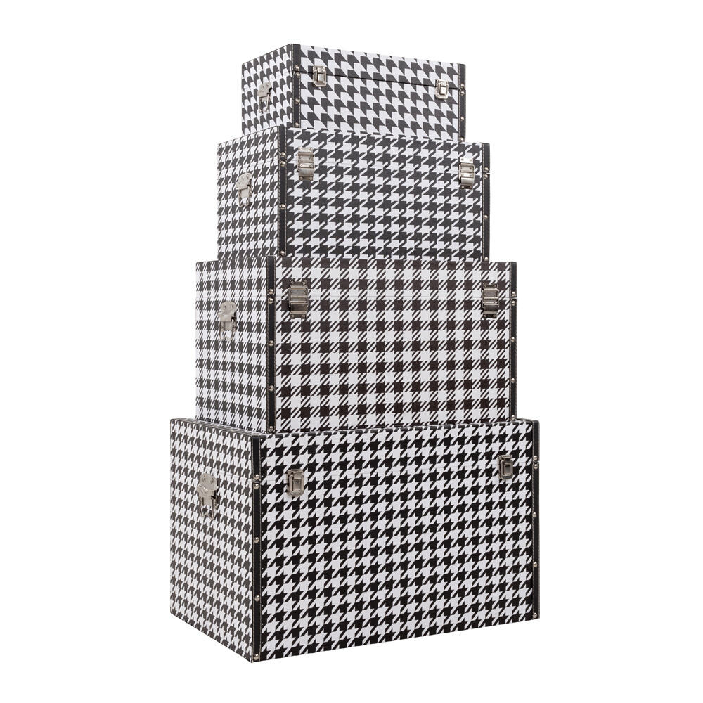 04-0591-MGrQb-first-_1 Ferre Μπαουλα Set 4τεμ Μαυρο Λευκο 64x40x40cm - Image 1