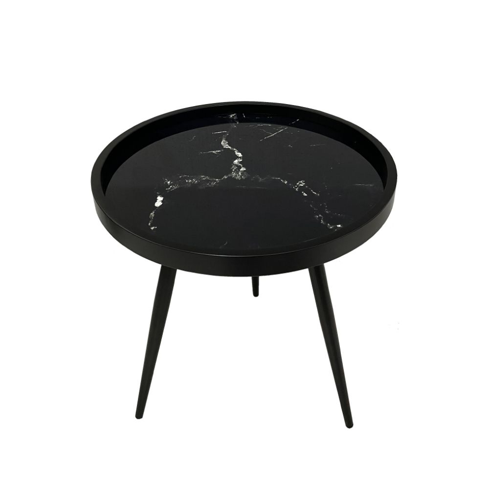 04-0638-Gg1S4-first-_1 Marm Side Table Μαυρο Με Pattern Μαυρο 49.5x49.5x52cm - Image 1
