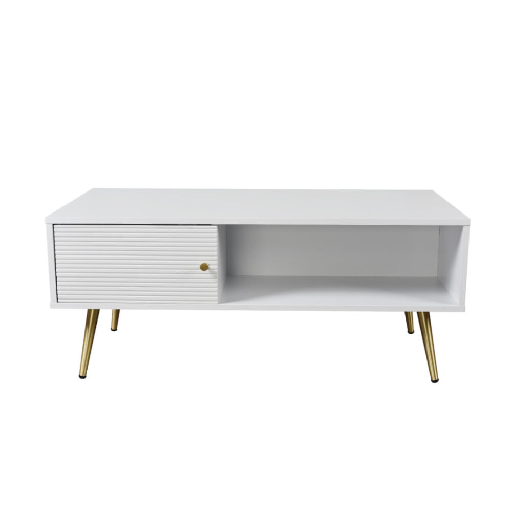 04-0658-9lxSx-first-_1 Zizel Coffee Table 1πορτα Λευκο Με Pattern Χρυσο 100x50x42cm - Image 1