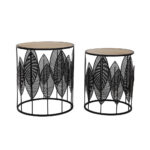 Leaf Coffee Table Set 2τεμ Μαυρο Φυσικο 40x40x45cm