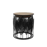 Leaf Coffee Table Set 2τεμ Μαυρο Φυσικο 40x40x45cm - Image 4