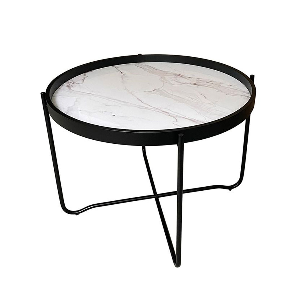 04-0797-NevPy-first-_1 Alabaster Coffee Table Λευκο Με Pattern Μαυρο 63x63x42cm - Image 1