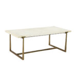 Bakari Coffee Table Λευκο Brass Antique 122x61x44.5cm