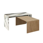 Tunusia Coffee Table Artisan Oak Λευκο Με Οψη Μαρμαρου 90x45x45cm