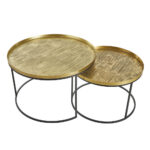 Totale Coffee Table Set 2τεμ Brass Antique Μαυρο 76x76x43.5cm - Image 4