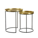 Totale Side Table Set 2τεμ Brass Antique Μαυρο 49x49x56cm - Image 4