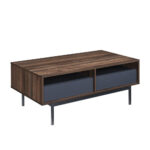 Grooves Coffee Table 2συρταρια Καρυδι Γκρι 110x60x45cm