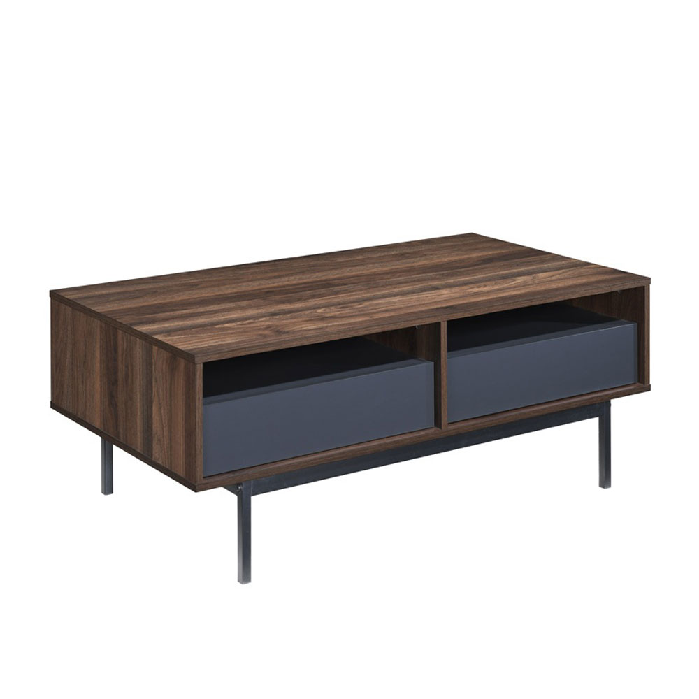 04-0893-VsEkE-first-_1 Grooves Coffee Table 2συρταρια Καρυδι Γκρι 110x60x45cm - Image 1