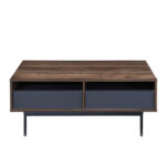 Grooves Coffee Table 2συρταρια Καρυδι Γκρι 110x60x45cm - Image 3