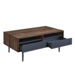 Grooves Coffee Table 2συρταρια Καρυδι Γκρι 110x60x45cm - Image 5