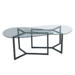 Rocks Coffee Table Set 2τεμ Διαφανο Fume Μαυρο 82x59x40cm