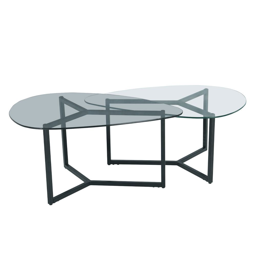 04-0915-p26ZS-first-_1 Rocks Coffee Table Set 2τεμ Διαφανο Fume Μαυρο 82x59x40cm - Image 1