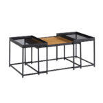 Harmonica Coffee Table Set 3τεμ Φυσικο Φιμε Μαυρο 75x55x44cm - Image 2