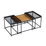 Harmonica Coffee Table Set 3τεμ Φυσικο Φιμε Μαυρο 75x55x44cm - Image 3