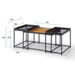 Harmonica Coffee Table Set 3τεμ Φυσικο Φιμε Μαυρο 75x55x44cm - Image 4