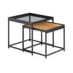 Harmonica Side Table Set 2τεμ Φυσικο Φιμε Μαυρο 50x50x49cm