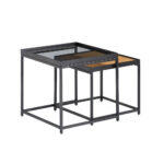 Harmonica Side Table Set 2τεμ Φυσικο Φιμε Μαυρο 50x50x49cm - Image 3