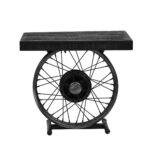 Wheel Side Table Μαυρο Ασημι 60x36x56cm - Image 4