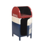 Post Side Table Μπλε Cream Κοκκινο 35.5x38x75cm - Image 2