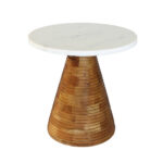 Savoa Side Table Λευκο Καρυδι 45x45x45cm
