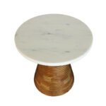 Savoa Side Table Λευκο Καρυδι 45x45x45cm - Image 5