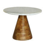 Savoa Side Table Λευκο Καρυδι 60x60x45cm