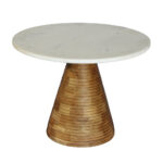 Savoa Side Table Λευκο Καρυδι 60x60x45cm - Image 5