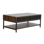Zuma Coffee Table 2συρταρια 3ραφια Καρυδι Μαυρο 111.5x60x44cm