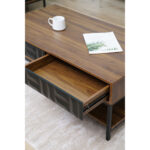 Zuma Coffee Table 2συρταρια 3ραφια Καρυδι Μαυρο 111.5x60x44cm - Image 4