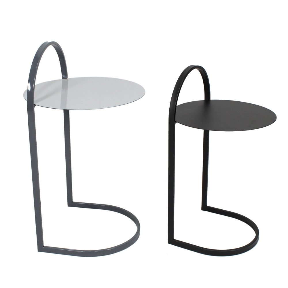 04-1124-vd0gd-first-_1 Stech Side Table Set 2τεμ Λευκο Μαυρο Γκρι Μαυρο 40x40x68cm - Image 1