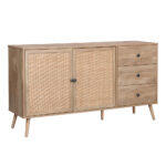 Ammos Μπουφες 3συρταρια Φυσικο Με Rattan 150x39x79cm