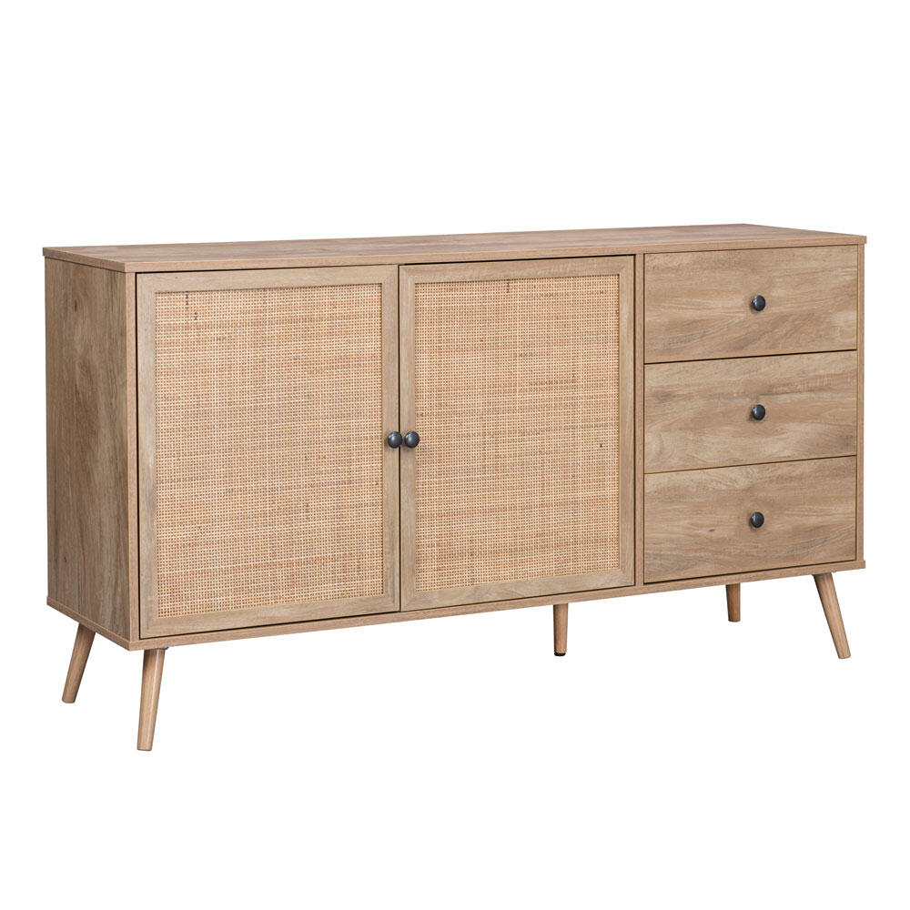 05-0469-nOUlo-first-_1 Ammos Μπουφες 3συρταρια Φυσικο Με Rattan 150x39x79cm - Image 1