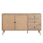 Ammos Μπουφες 3συρταρια Φυσικο Με Rattan 150x39x79cm - Image 4