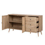 Ammos Μπουφες 3συρταρια Φυσικο Με Rattan 150x39x79cm - Image 6