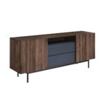 Grooves Μπουφες 2πορτες 2συρταρια Καρυδι Γκρι 180x40x80cm