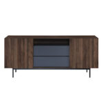 Grooves Μπουφες 2πορτες 2συρταρια Καρυδι Γκρι 180x40x80cm - Image 3