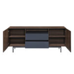 Grooves Μπουφες 2πορτες 2συρταρια Καρυδι Γκρι 180x40x80cm - Image 4