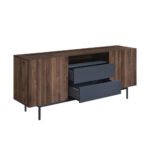 Grooves Μπουφες 2πορτες 2συρταρια Καρυδι Γκρι 180x40x80cm - Image 5