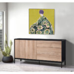 Blackbird Μπουφες 2πορτες 3συρταρια Riviera Oak Μαυρο 150x40x75.5cm - Image 2