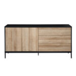 Blackbird Μπουφες 2πορτες 3συρταρια Riviera Oak Μαυρο 150x40x75.5cm - Image 3