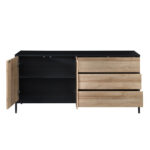 Blackbird Μπουφες 2πορτες 3συρταρια Riviera Oak Μαυρο 150x40x75.5cm - Image 4